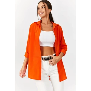Kadın Turuncu Oversize Uzun Basic Gömlek ARM-22Y001118