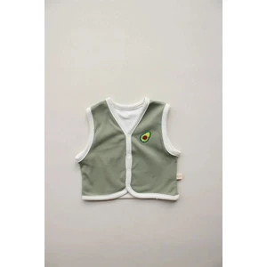 Avokado Nakışlı Çift Taraflı Yelek