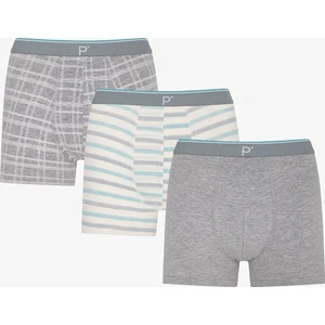 Erkek Soft Grid Geometrik Desenli 3'lü Boxer