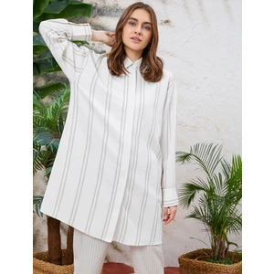 Çizgili Tunik Gömlek Yaka Oversize