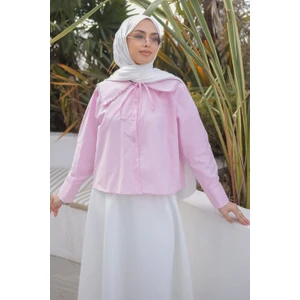 İmaj Butik Pembe Yaka Dantelli Poplin Gömlek