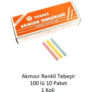 100 Lü Renkli Tebeşir 10 Paket 1 Koli