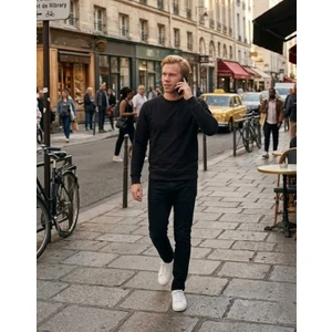 Genel Erkek Yuvarlak Yaka Basic Waffle Kazak