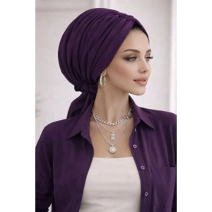 Aişe Tesettür Mürdüm Hazır Tokalı Bone
