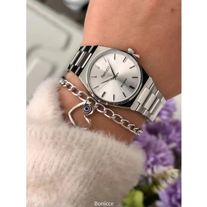 Ferucci Hasır Kordon Gümüş Bayan Kol Saati Bileklik Hediyeli