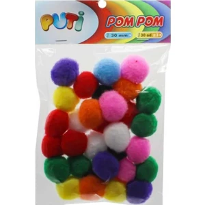 Puti Renkli 30MM Ponpon Top Özellikli Modeli Sanatsal Malzemeler İçin