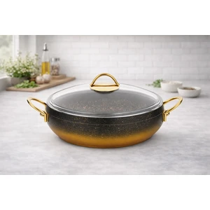 26 cm Güveç Basık Granit Tencere - Gold