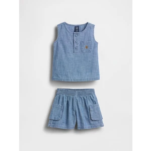 Bebek Mavi Pocket Denim Outfit Set