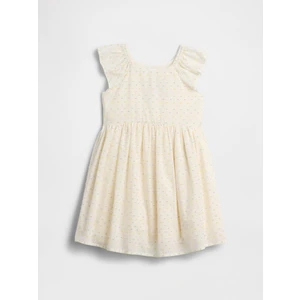 Kız Bebek Krem Flutter Sleeve Elbise