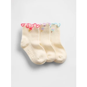 Bebek Kırık Beyaz Ruffle Crew Çorap (3’lü)