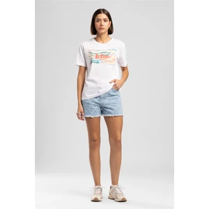 Lee Cooper Zebrars Kadın Basic Baskılı Bisiklet Yaka T-Shirt Beyaz