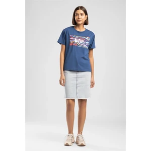 Lee Cooper Zebrars Kadın Basic Baskılı Bisiklet Yaka T-Shirt Mavi