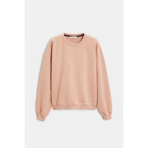 Koyu Pudra Kadın Oversize Bisiklet Yaka Basic Casual Sweatshirt