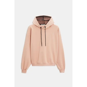 Koyu Pudra Kadın Oversize Kapüşonlu Basic Hoodie Sweatshirt