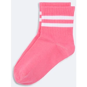 Pembe Orta Çizgili Çorap
