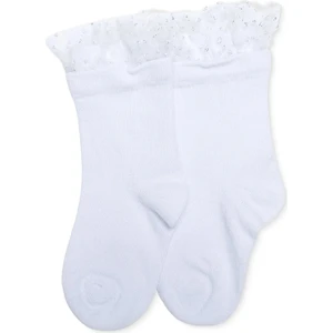 Hellobaby Kız Bebek Dantelli Çorap Kalp Baskılı