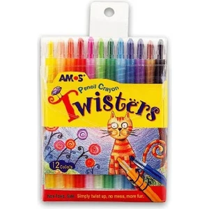 Twisters 12 Renk Kalem Tipi Mum Boya Kokusuz ve Dağılma Yapmayan Güvenli Kullanım