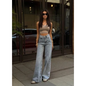 Açık Mavi Tasarım Wide Leg