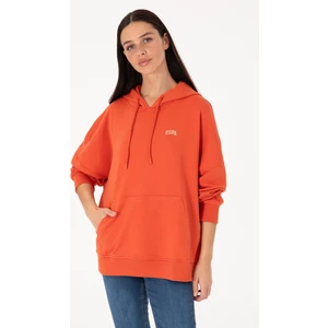 U.S. Polo Assn. Kadın Kiremit Kapüşonlu Basic Sweatshirt 50297324-VR031
