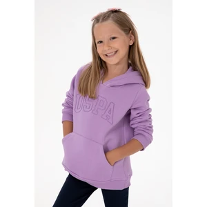 U.S. Polo Assn. Kız Çocuk Lila Basic Kapüşonlu Şardonlu Basic Sweatshirt 50314311-VR034