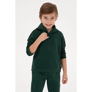 U.S. Polo Assn. Erkek Çocuk Koyu Yeşil Kapüşonlu Basic Sweatshirt 50313941-VR079