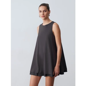 91500 %100 Pamuk Mini Elbise-Antrasit
