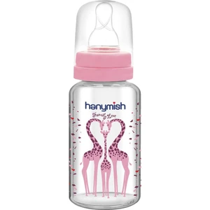Cam Biberon 125 ml Pembe Yumuşak Silikon Emzik Ucu ile Kolay Beslenme