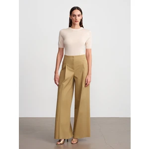 72666 Geniş Paça Pileli Pantolon-Camel