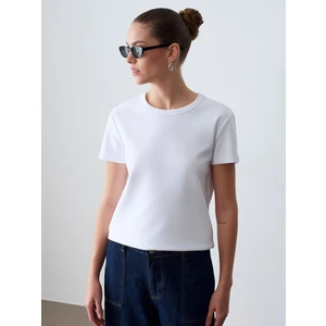 32779 Bisiklet Yaka T-Shirt-Beyaz