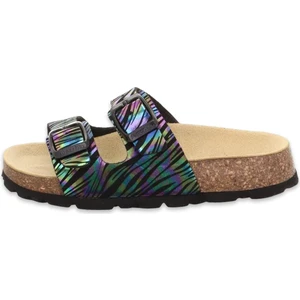800111 G Deri Siyah-Mor Unisex Terlik