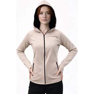 Kadın Krem Şandonlu Dalgıç Sweatshirt KAPÜŞONLU-W1161