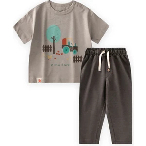 Çiftlik Baskılı T-Shırt TakımVizon