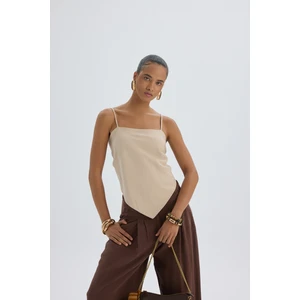 Alytih Üçgen Detay Bej Crop