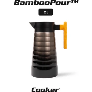 Bamboopour 2 Litre Paslanmaz Çelik Bambu Saplı Termos CKR2097