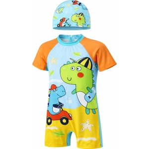 Erkek Çocuk Dino Splash Mayo + Bone Plaj Set