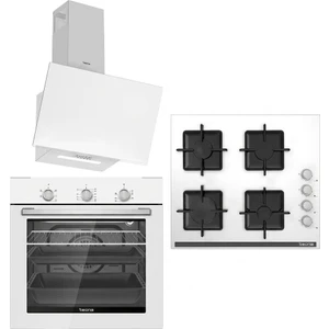 Cooktec Beyaz Cam Ankastre Set