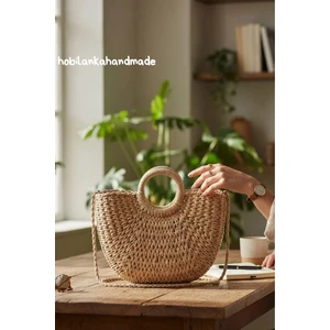Hobilankahandmade Yarım Ay Hasır Çanta