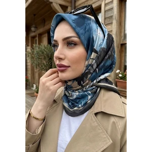 İmaj Butik Vizon Mavi Desenli Soft Eşarp