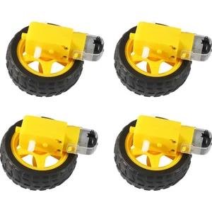 3-6V Redüktörlü Dc Sarı Motor + Tekerlek / 4 Adet