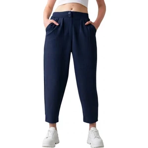 Çift Düğmeli Havuç Model Bilek Boy Kadın Kumaş Pantolon