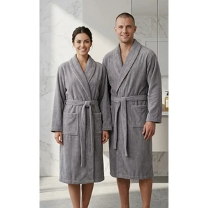 Asev Tekstil Kadife Biyeli Şal Yaka Unisex Bornoz
