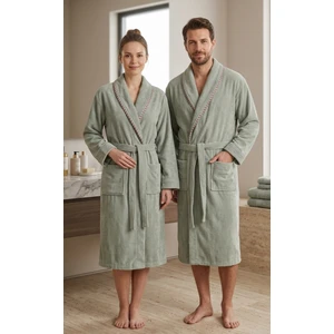 Asev Tekstil Kadife Biyeli Şal Yaka Unisex Bornoz