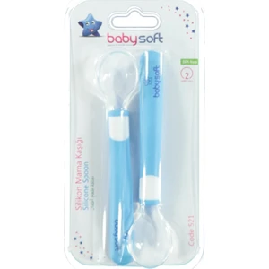 Babysoft 2 Li Silikon Mama Kaşığı - Mavi