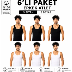 Erkek 6'lı Beyaz Penye Atlet