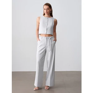 72688 Örgü Kemerli Pantolon-Gri