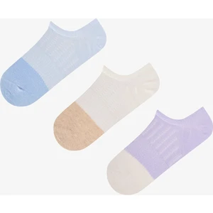 Mavi Soft Block Pamuklu Jakarlı 3 Çift Sneaker Çorap