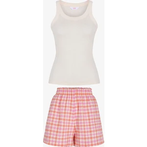 Pembe Solene Pamuklu Şortlu Pijama Takımı