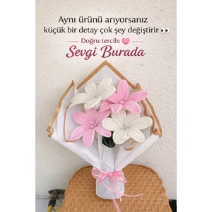 Sevgi Burada Pembe ve Beyaz Aşk (Hediyelik Çiçek)