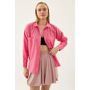 Basic Oversize Önden Cepli Gömlek
