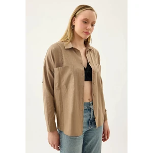 Basic Oversize Önden Cepli Gömlek